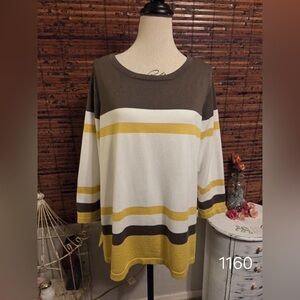 Liz Claiborne Brown and Yellow Knit Top